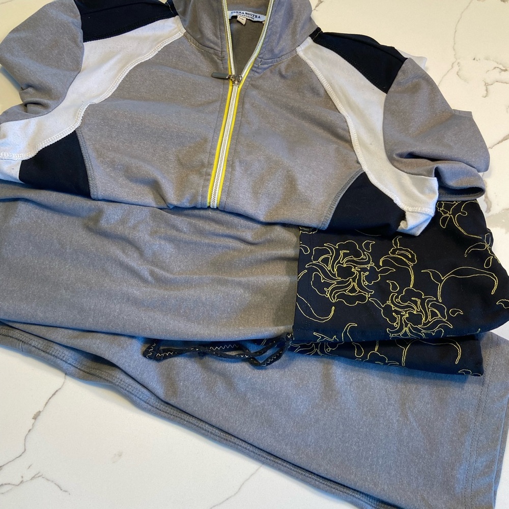 Size Medium zip up with matching size Medium flare pants